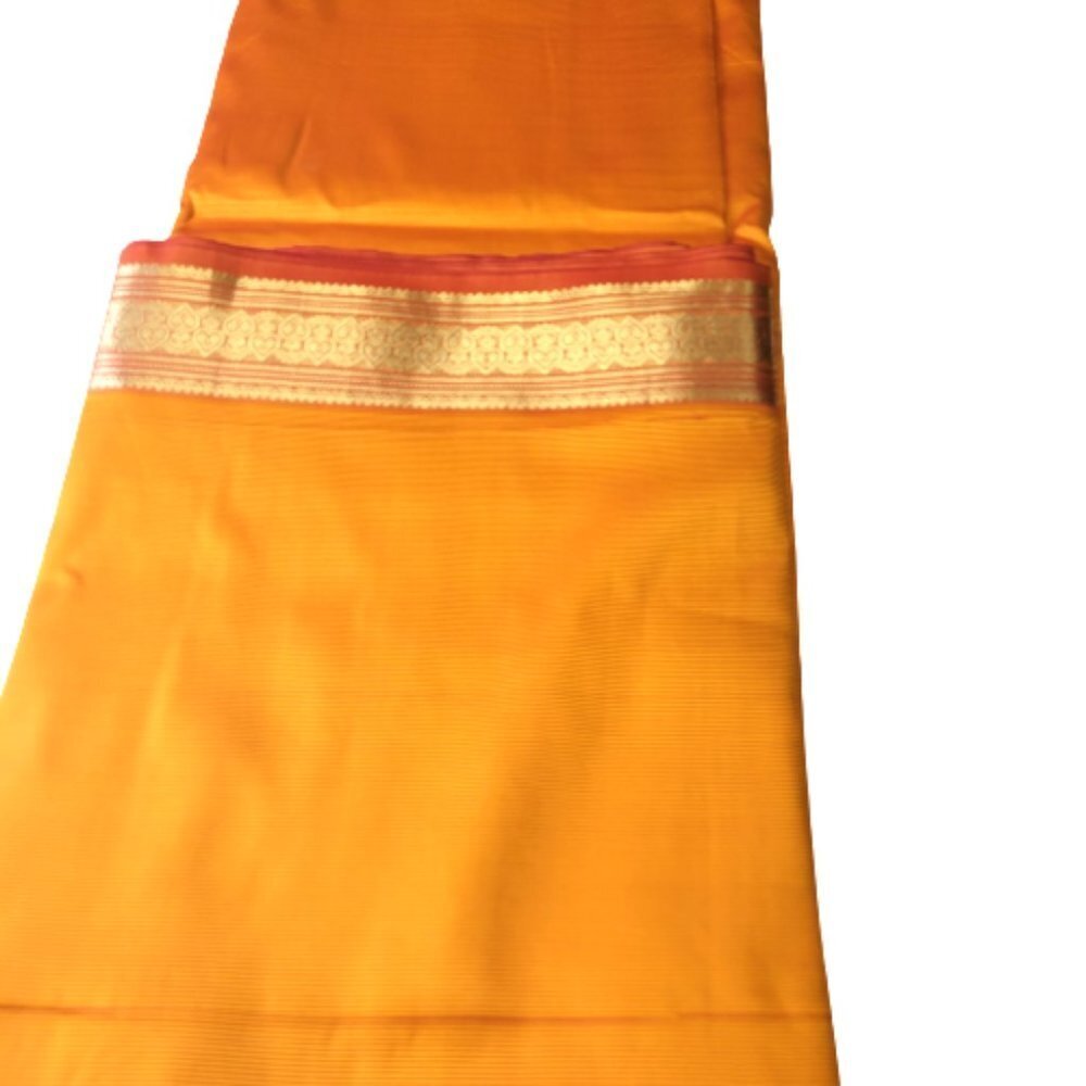 Saree, Sari, Orange Saree with Gold Accents -Unstitched- NEW